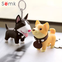 Semk Anime Figure Dog Keychain Hand-painted Craft Dog Bull Terrier Keychain PVC Vinyl Animal Figure Trinkets for Car Keychain