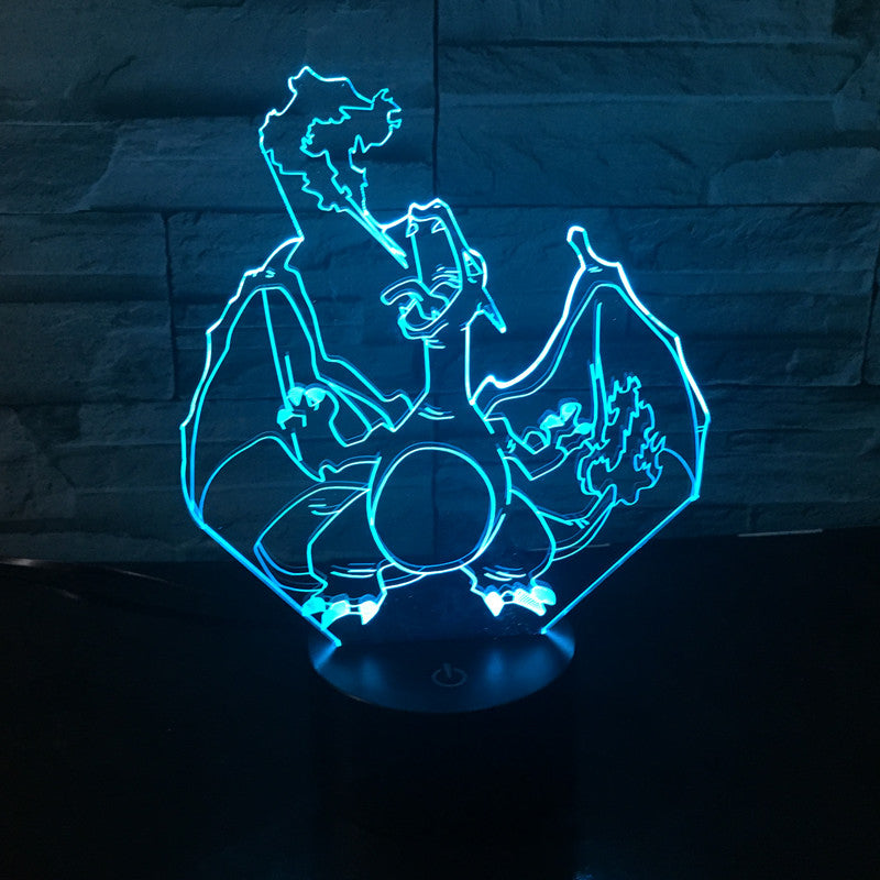 Led Toys Charizard Squirtle Bulbasaur Articuno Action Figures 3D Table Lamp pikachu Eevee Charmander