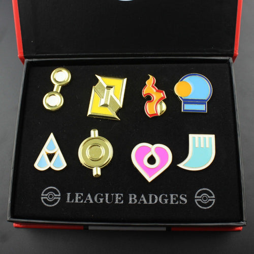Pokemon Hoenn 8 Metal League Badge Pin Pip Gen 3 Cosplay Prop Collection Set 8*badges+Box 12*16*3cm