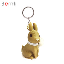 Semk Anime Figure Dog Keychain Hand-painted Craft Dog Bull Terrier Keychain PVC Vinyl Animal Figure Trinkets for Car Keychain