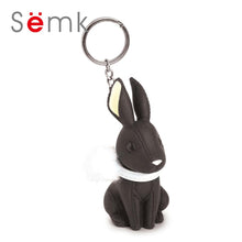 Semk Anime Figure Dog Keychain Hand-painted Craft Dog Bull Terrier Keychain PVC Vinyl Animal Figure Trinkets for Car Keychain