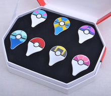 Pokemon Pokeball Pins Badges Set Of 7 Go Pins Kanto Badges Metal Pins+Box Cosplay Collection Box Gift For Kids Adult