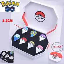 Pokemon Pokeball Pins Badges Set Of 7 Go Pins Kanto Badges Metal Pins+Box Cosplay Collection Box Gift For Kids Adult