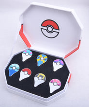 Pokemon Pokeball Pins Badges Set Of 7 Go Pins Kanto Badges Metal Pins+Box Cosplay Collection Box Gift For Kids Adult