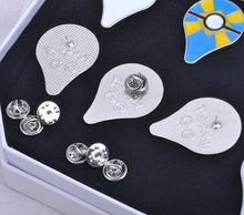 Pokemon Pokeball Pins Badges Set Of 7 Go Pins Kanto Badges Metal Pins+Box Cosplay Collection Box Gift For Kids Adult